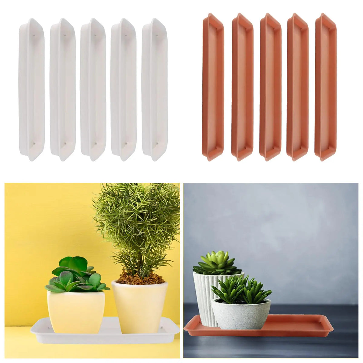 plateau jardinage moderne blanc orange adhésif drainage plantes pots fleurs balcon cour