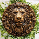 Panneau mural rond en aluminium blanc avec sculpture de lion pour décoration extérieure