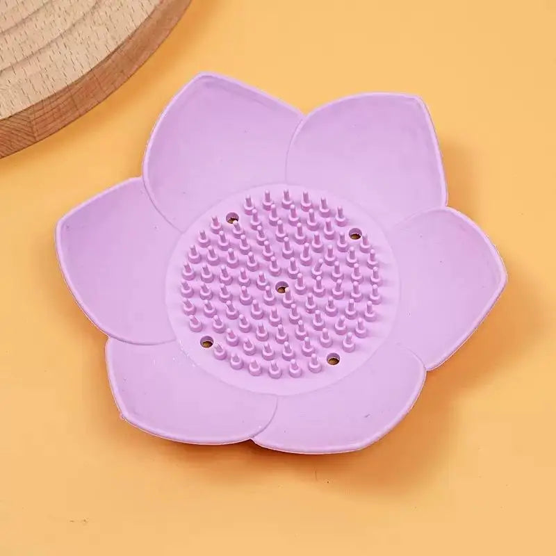 support savon moderne fleur lotus adhésif couleurs vert violet jaune rose gris opaquet