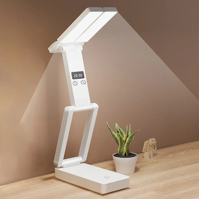 lampe pliable rechargeable led horloge usb moderne blanc étudiant économieénergie