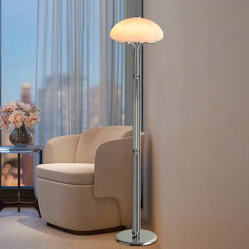 lampe table moderne orange chrome ombrelle fixée base plate câble électrique