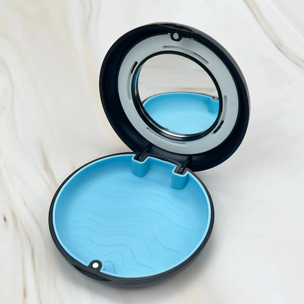 boîte rangement accessoires dentaires noir bleu moderne miroir orange rose violet
