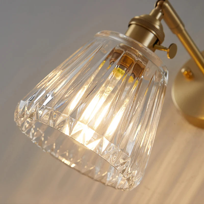 lampe murale moderne or transparent rayures interrupteur rotatif chambre entrée