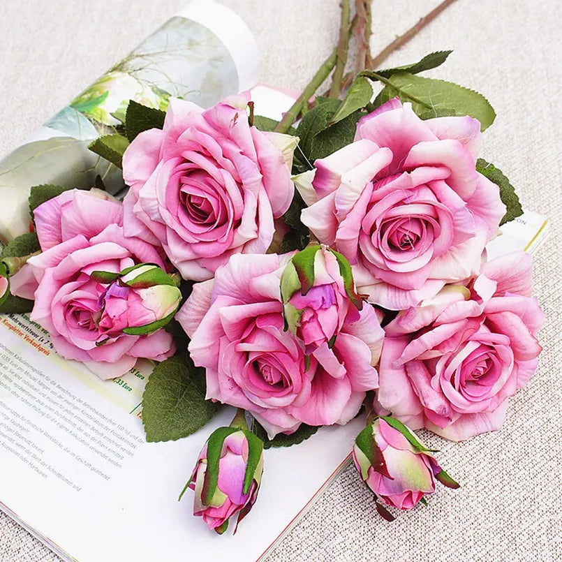 bouquet artificiel roses soie decoration maison mariage anniversaire baby shower exterieur naturel classique