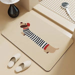 tapis antidérapant imperméable dessin animé chiens beige noir blanc marron rouge bleu sol porte