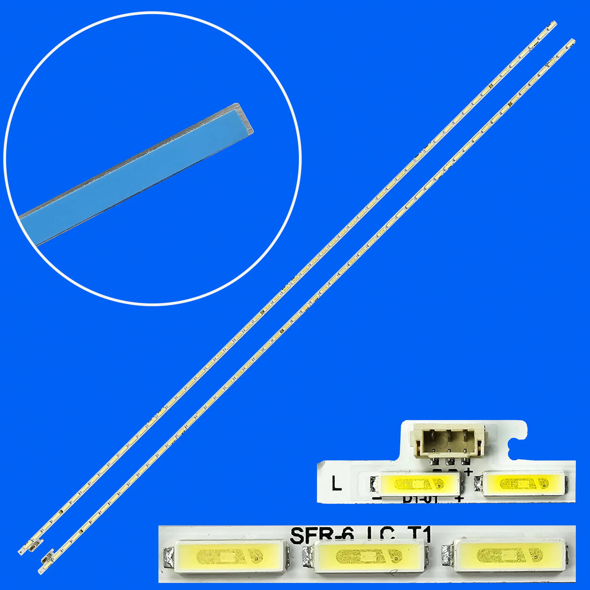 ruban led bleu jaune points lumineux espacés moderne connecteur éclairage intérieur technologie led fixations