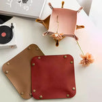 plateau rangement pliable simili cuir couleurs vert rouge beige bleu moderne minimaliste