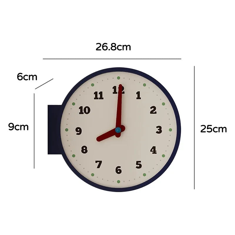 horloge murale double face moderne bleu blanc aiguilles quartz résine salon