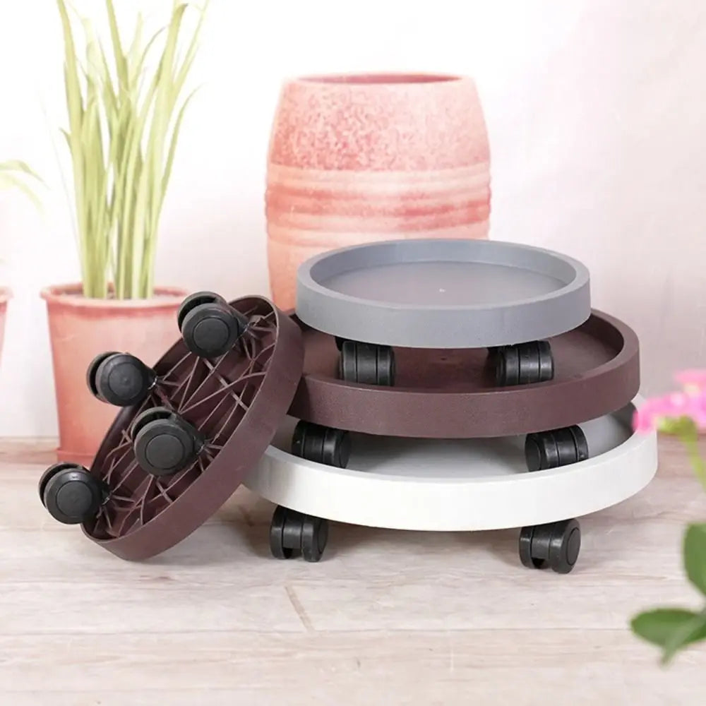 plateau roulettes 360° marron gris blanc moderne pot fleurs rotationnelle