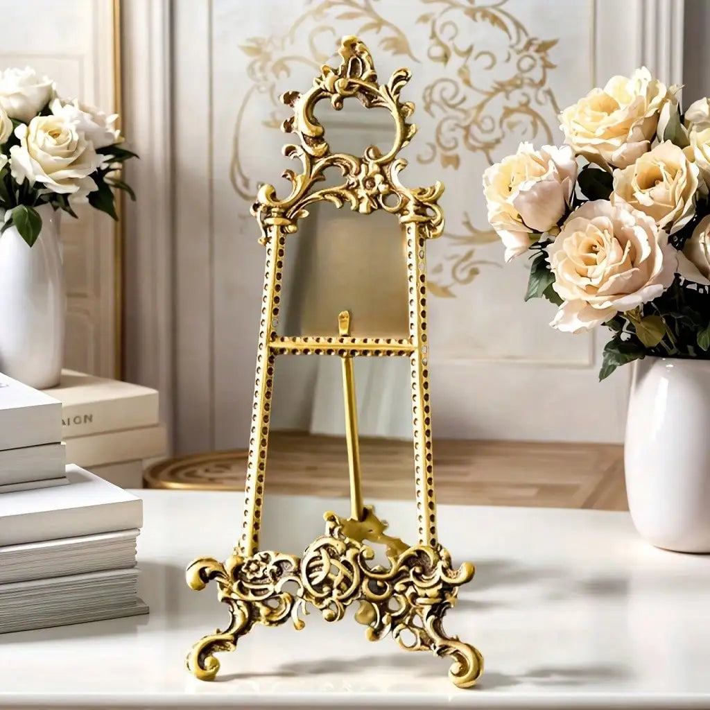 support d'affichage or floral baroque élégant clips sculpté réutilisable articles divers métal fer sol