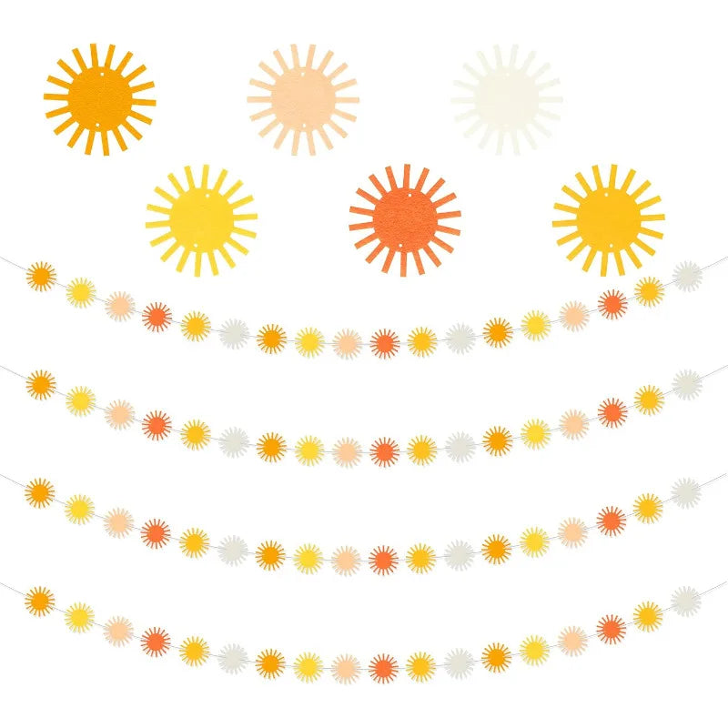 guirlande papier orange solaire festive anniversaire mariage décoration rayons festif automne blanc