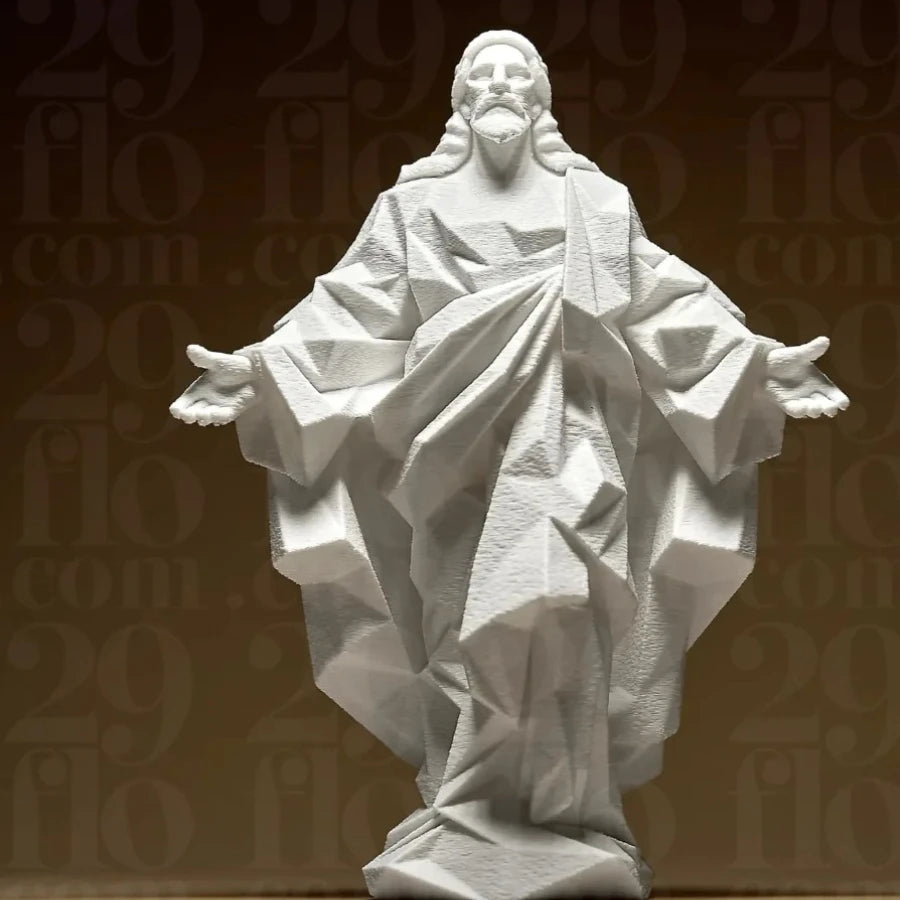 statue jésus christ blanc géométrique moderne ornement religieux artistique table