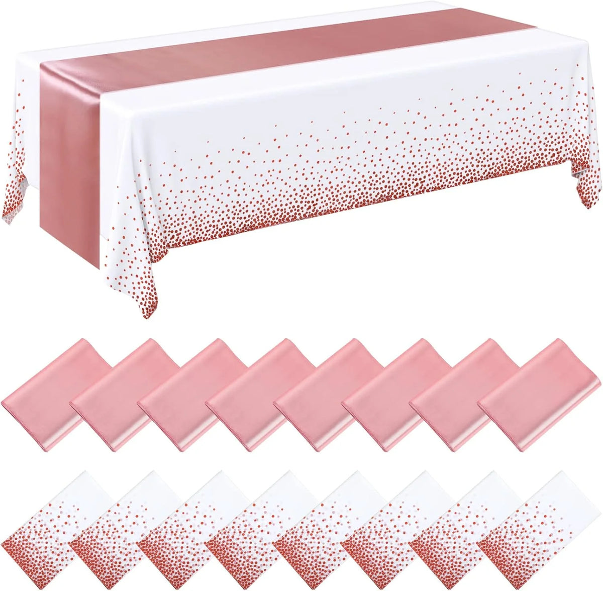 nappes jetables satinées chemins table motifs étoiles dorées roses festifs blanc or rose bleu