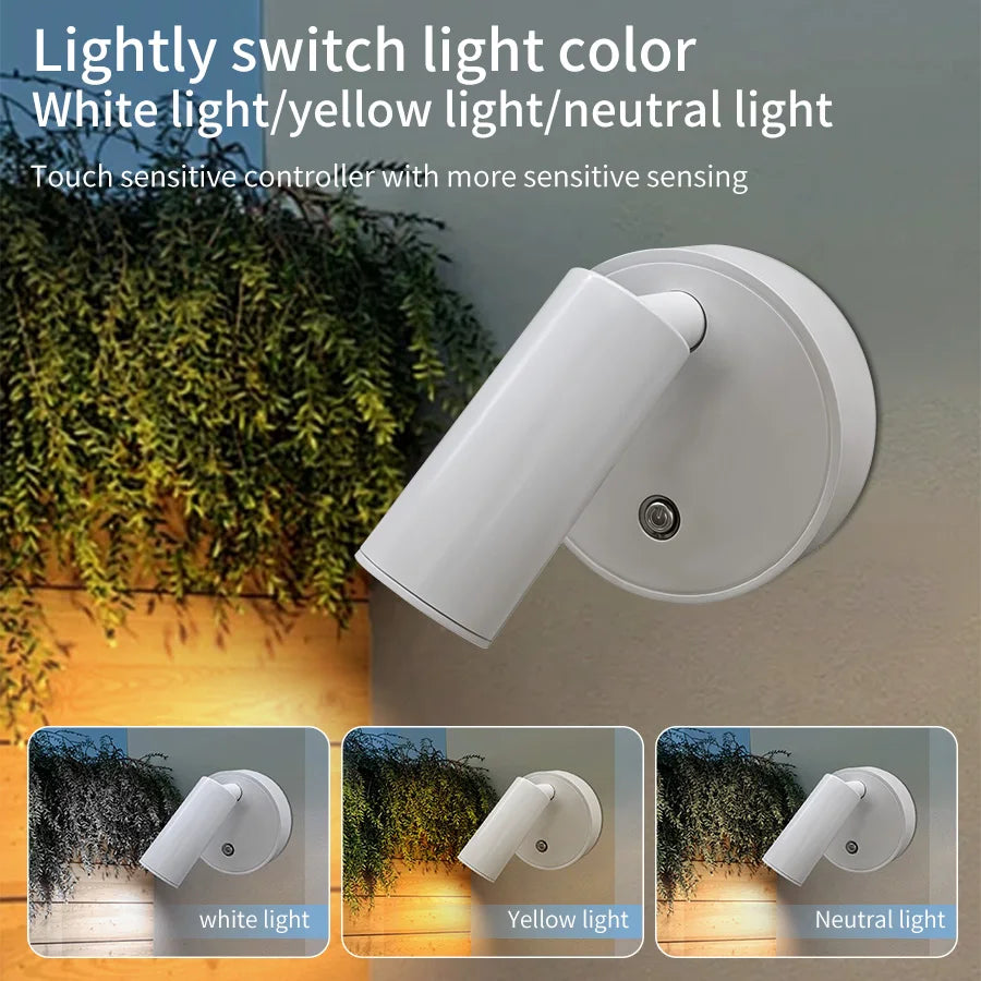 lampe murale led rechargeable noir blanc tactile moderne minimaliste adhésive sans fil adjustable