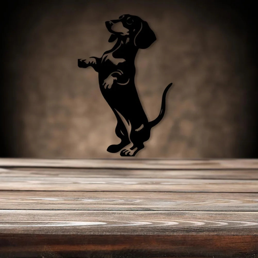 décoration murale silhouette chien dachshund noir autocollant minimaliste intérieur chambre enfant salon