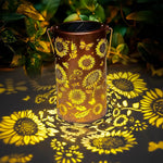 lanterne solaire jardin fleurs tournesols moderne couleur jaune rouge verte