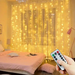 rideau lumineux led blanc étoiles décoration Noël mariage fête intérieur extérieur télécommande usb