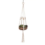 support plante suspendue macramé boho blanc beige noir artisanal anneaux métalliques pot plante