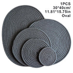 tapis table tissé motifs concentriques beige marron gris clair rustique opaques 11cm 18cm 24cm