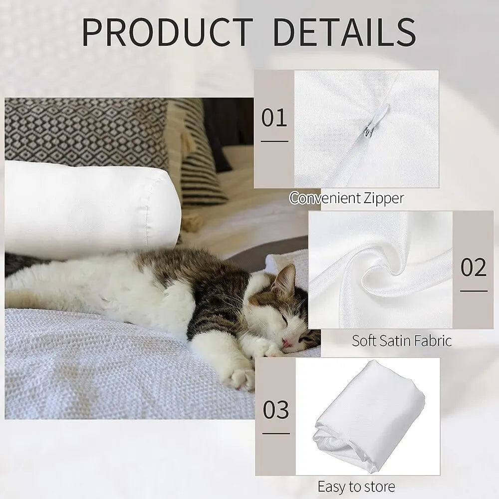 coussin voyage literie cou blanc satiné antistatique minimaliste moderne 40cm 15cm