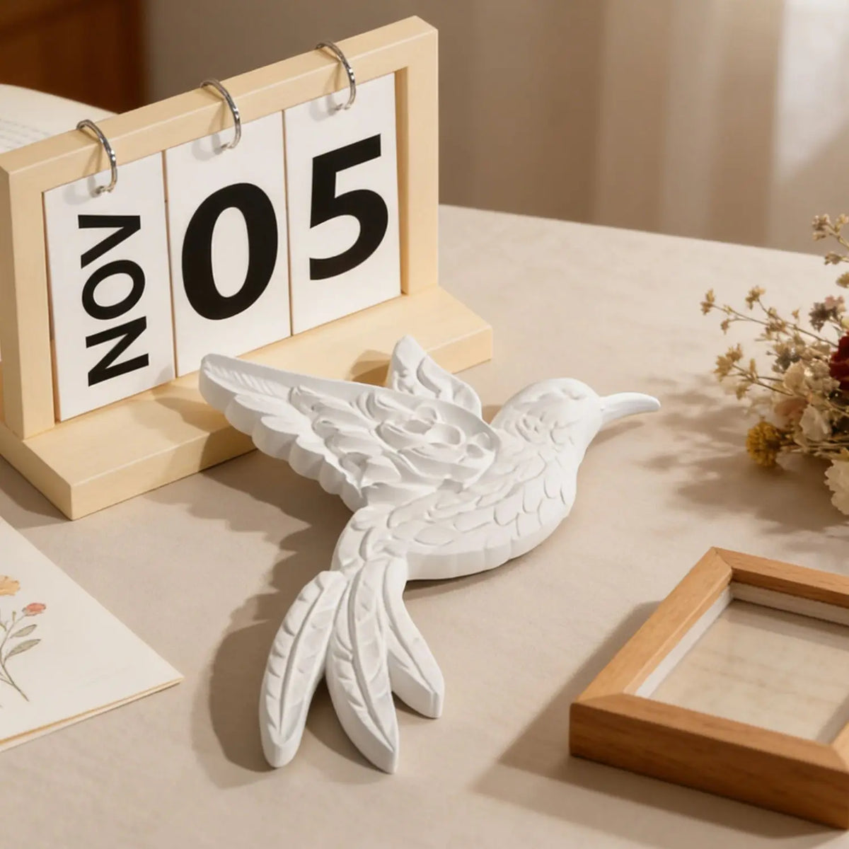 moule silicone oiseau stylisé décoration murale moderne ornement suspendu blanc opaque