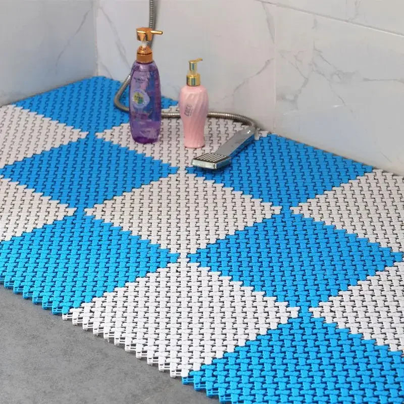 tapis bain imperméable anti dérapant bleu blanc rose vert orange violet losange moderne minimaliste