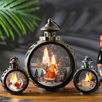 lanterne noël santa claus renne verre translucide vintage décoration fenêtre ambiance noire blanche