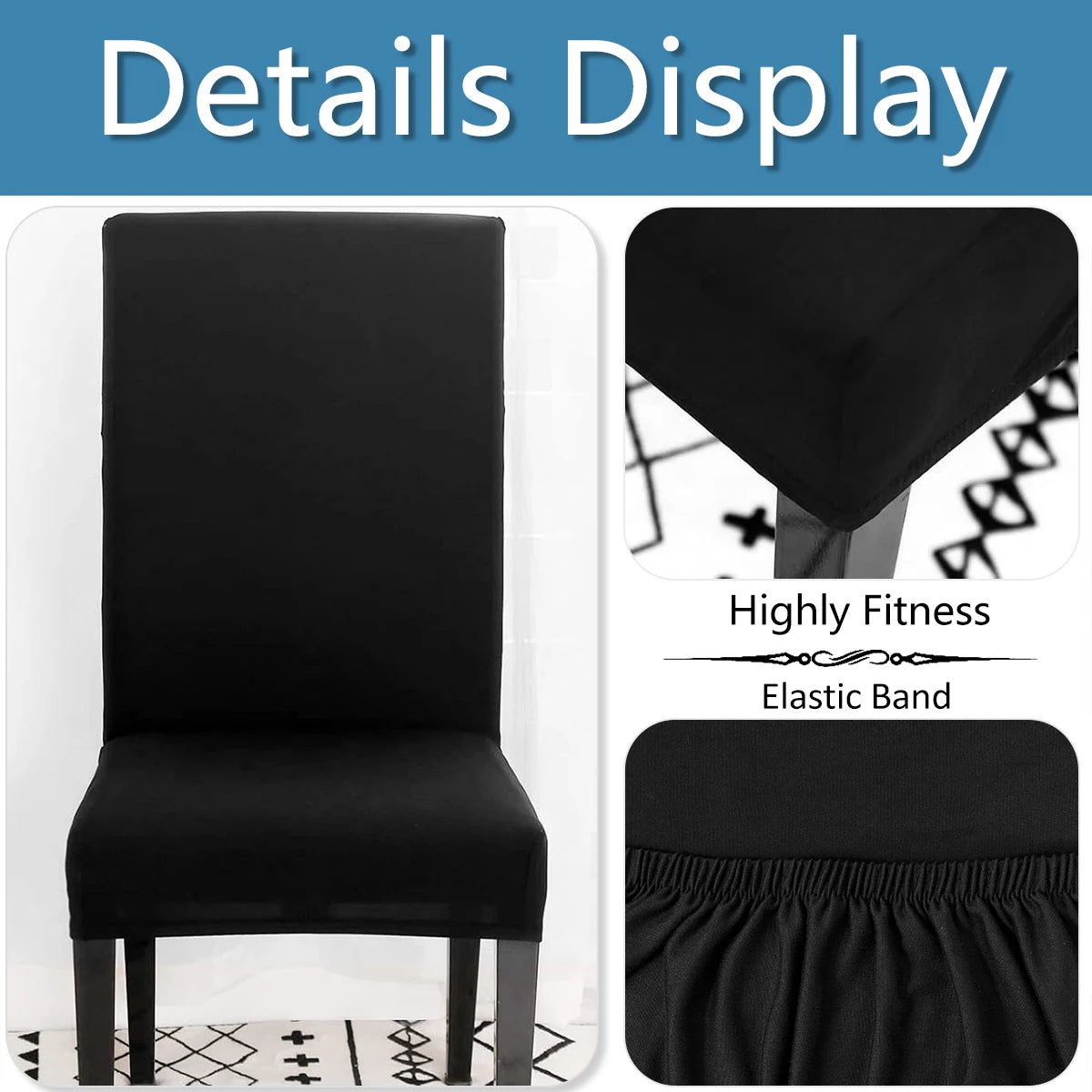 housse chaise moderne élasthanne polyester waterproof noir élastique transformation chaise ancienne neuve