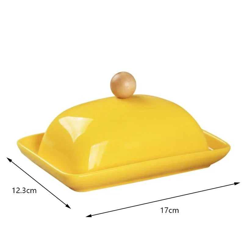 porte beurre céramique rectangle noir jaune blanc uni moderne spatule