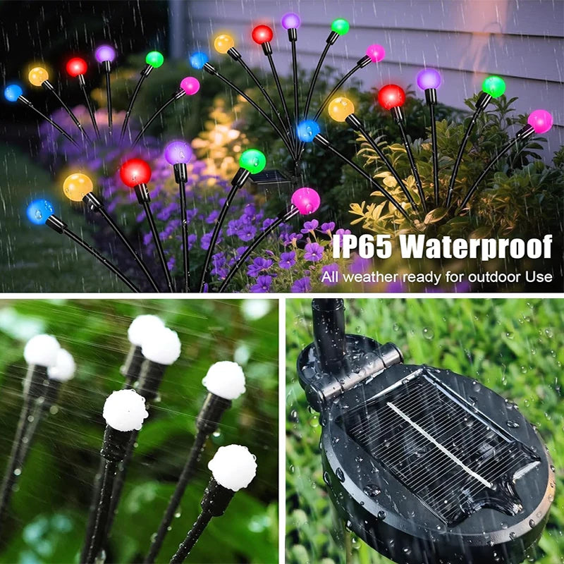 guirlande lumineuse solaire multicolore moderne extérieure boules rondes opaques tige métallique