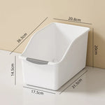 organisateur rangement moderne boîte tri plastique empilable compartiments multifonctionnels beige gris clair poignées bois