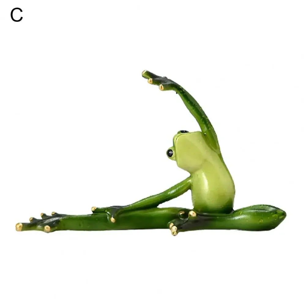 figurines grenouilles yoga vert or décoratives ludiques zen table bureauscrição