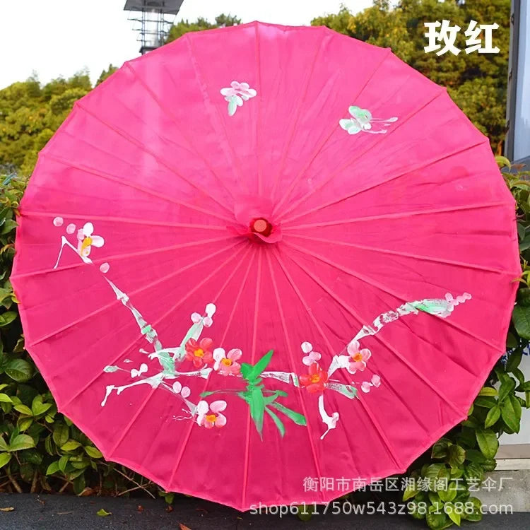 parapluie traditionnel fleurs peintes main rouge rose violet bleu orange jaune vert blanc