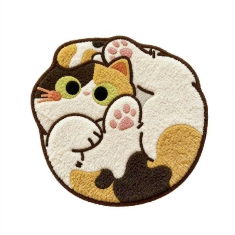 tapis rond orange chaton doux cartoon antidérapant sans bpa sans pvc peluche 50cm maison