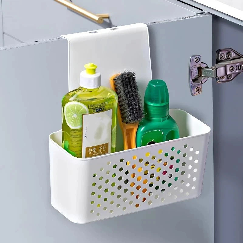paniers rangement blancs perforés adhésifs modernes organisateurs cuisine outils stockage multifonctionnels