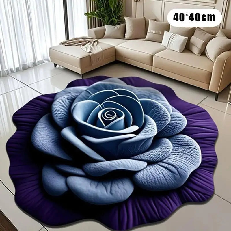 tapis fleur relief violet bleu rouge moderne velours cristallin doux salon durable