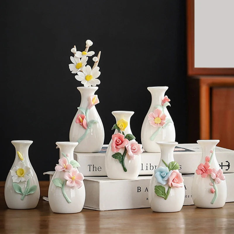 vases céramique artisanal poissons fleurs blanc bleu rouge vert