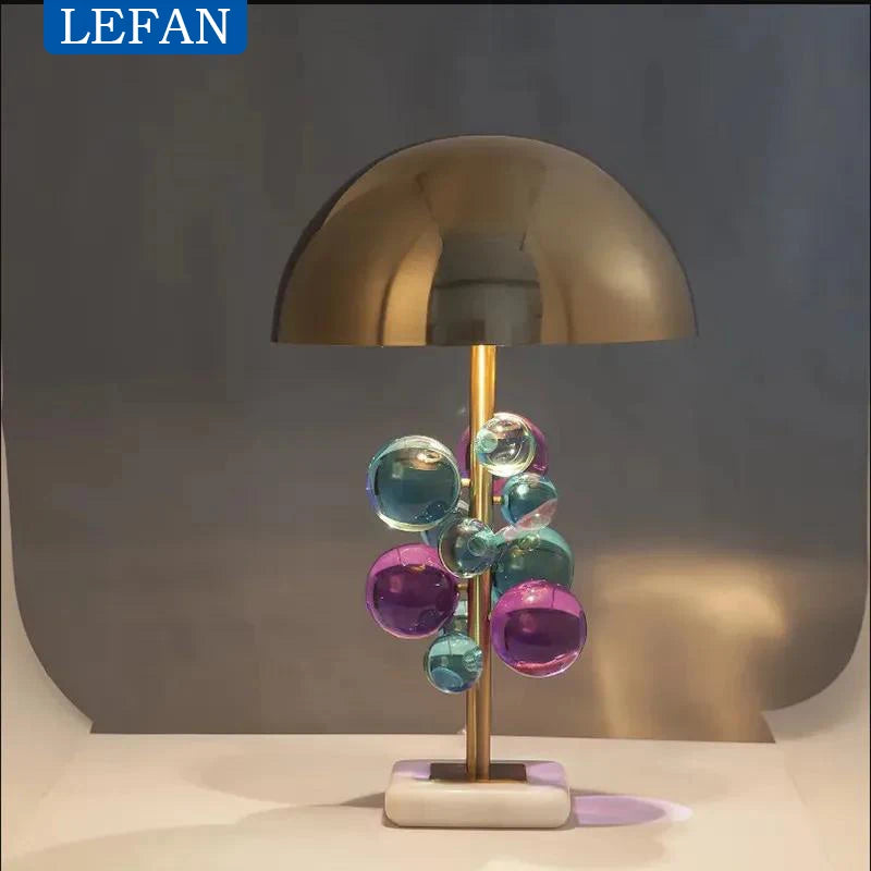 Lampe champignon design italien abat-jour vert