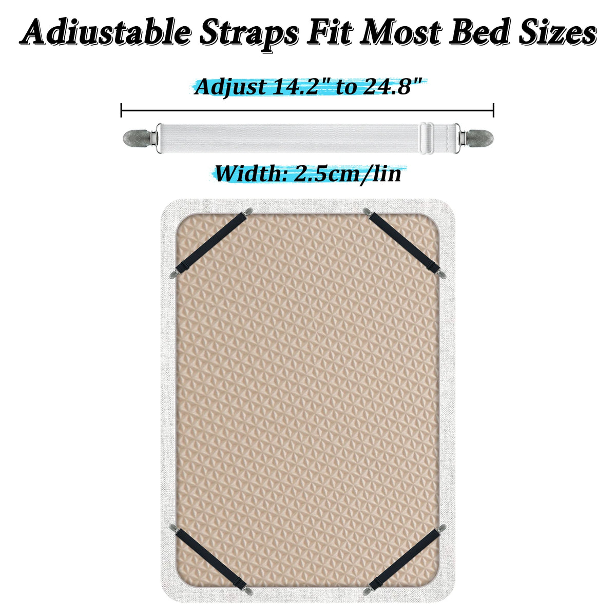 attaches drap noir blanc clips ressorts tissu lisse ajustables utilitaires chambre coucher fournis clips