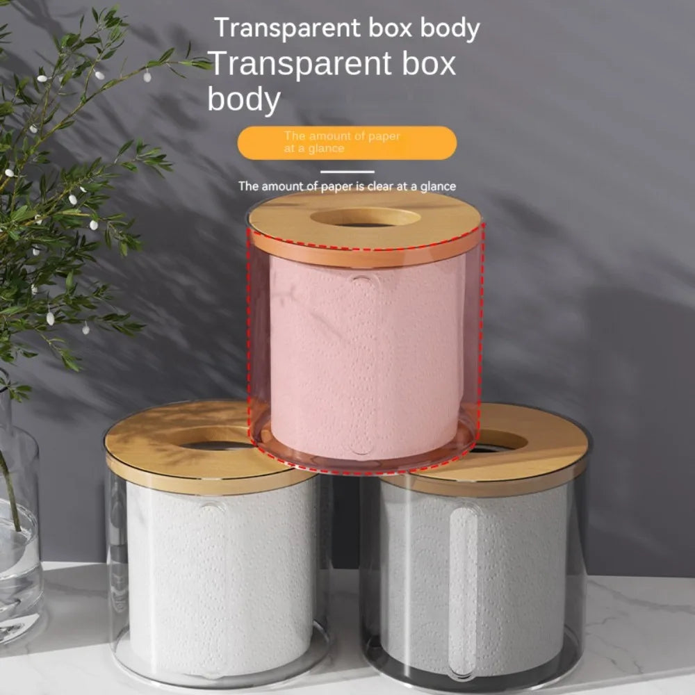 boîte rangement mouchoirs transparent bois minimaliste moderne papier texturé rouleau papier blanc naturel