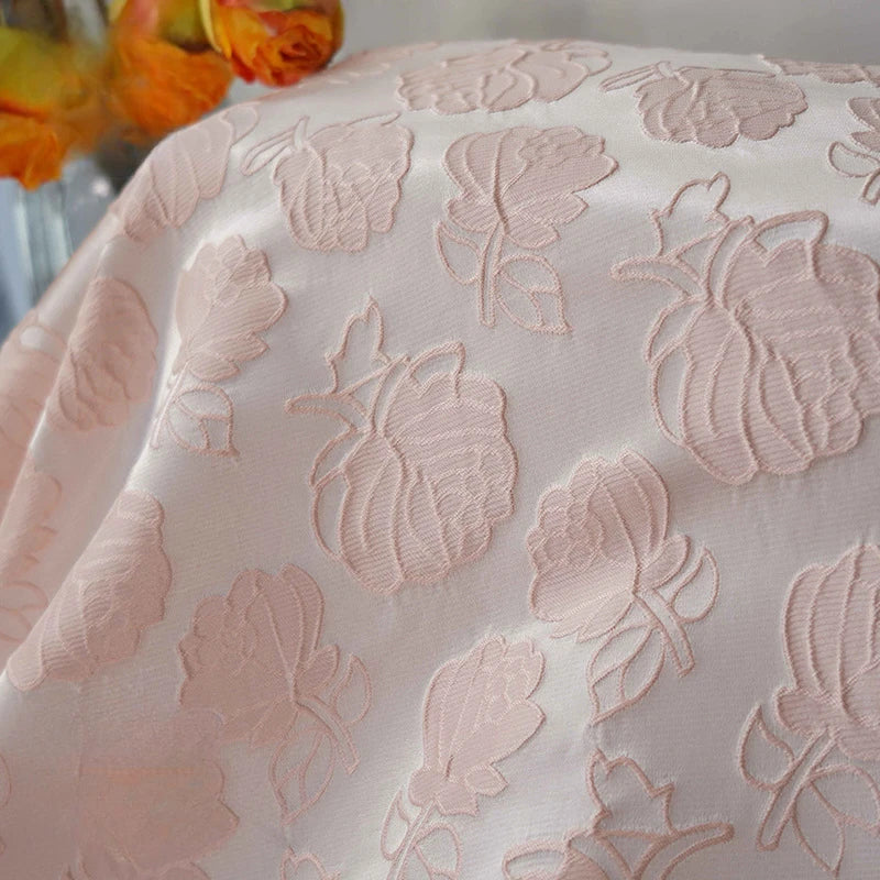 tissu polyester rose motifs floraux semi transparent décoration robe sac main floral