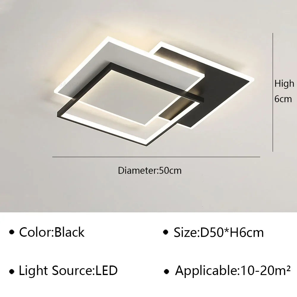 plafonniers led modernes blanc noir géométriques minimalistes éclairage intérieur plusieurs niveaux toucher marche arrêt