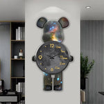 Horloge murale géante ours créative blanche sur mur salon