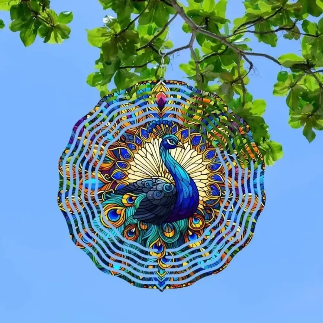 Décoration extérieure spinner métallique multicolore floral artisanal diamètre 25cm jardin balcon