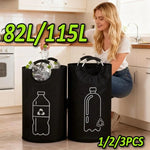 sac rangement pliable bouteilles recyclage 82l 115l moderne pratique poignées métalliques opaques illustration recyclable