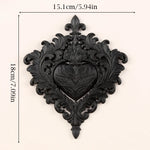 décoration murale baroque plaque ornements floraux cœur sculpté noir vis fixations maison