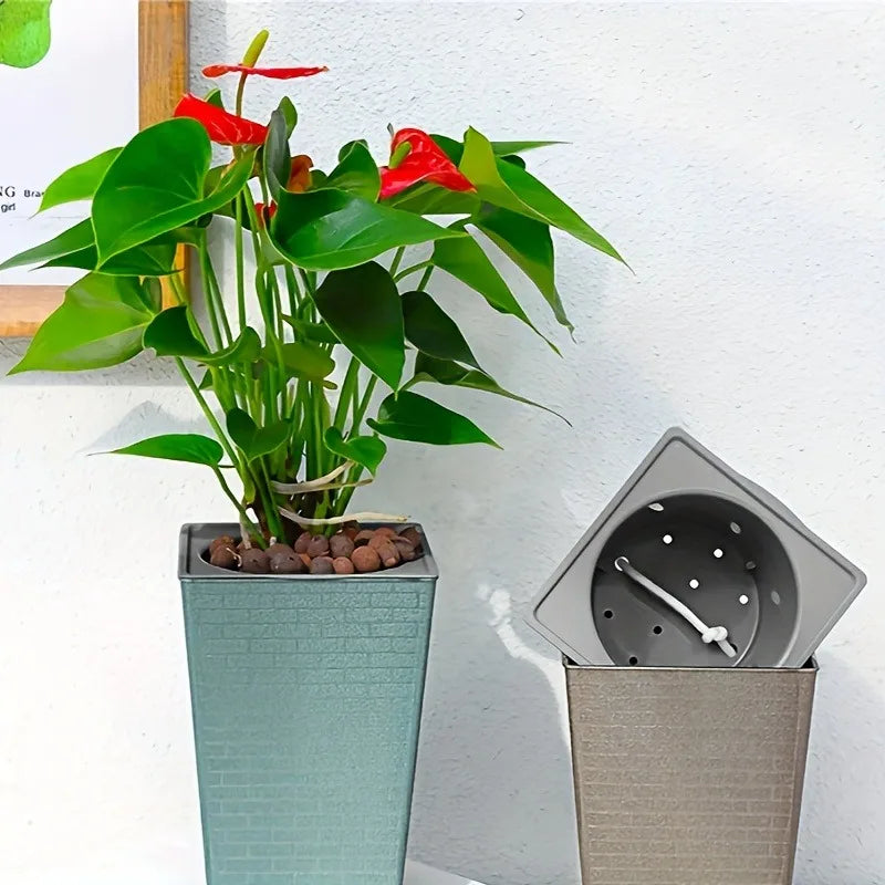 pots fleurs plastique texture brique moderne vert clair gris adhésif large medium jardin