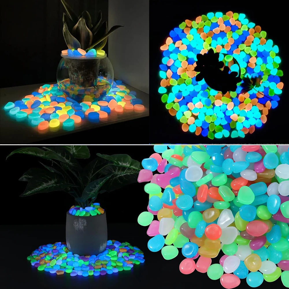 pierres fluorescentes lumineuses extérieures modernes bleu vert orange jaune semi translucides 50pc 100pc 200pc