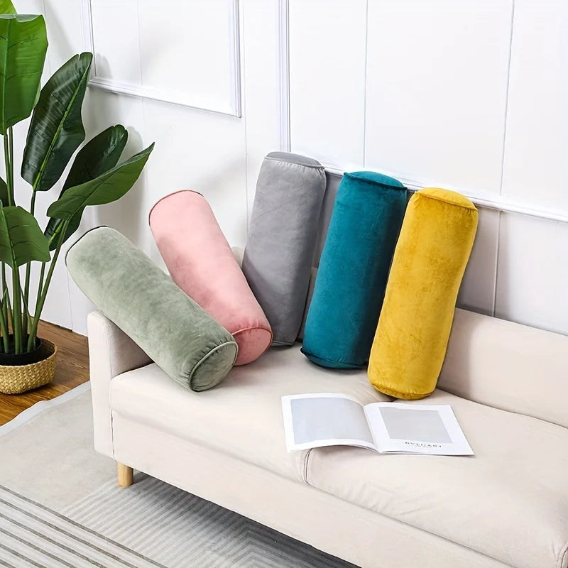 coussins ronds velours opaques noir gris rose vert jaune bleu modernes literie 50x17cm