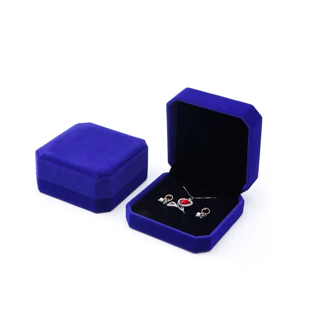 boîte bijoux velours rouge blanche grise classique portable rangement colliers boucles d'oreilles étui transport